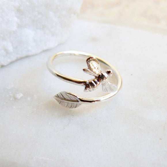 Bee and Leaf Ring