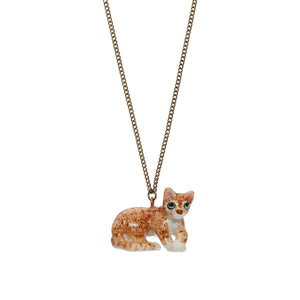 Lying Ginger Cat Necklace