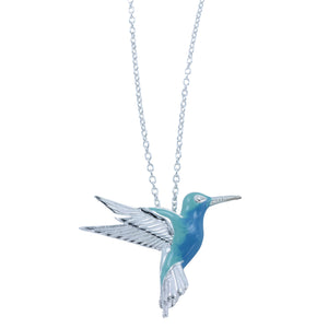 Humming Bird Sterling Silver and Enamel Necklace